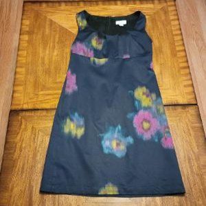 LOFT Charcoal Gray with Floral Pattern Shift Dress